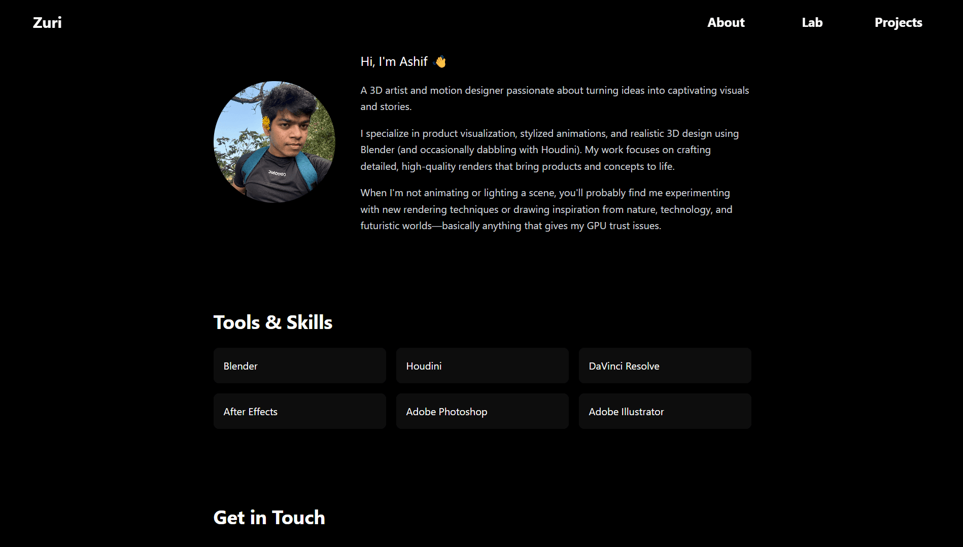 Zuri Portfolio screenshot 2